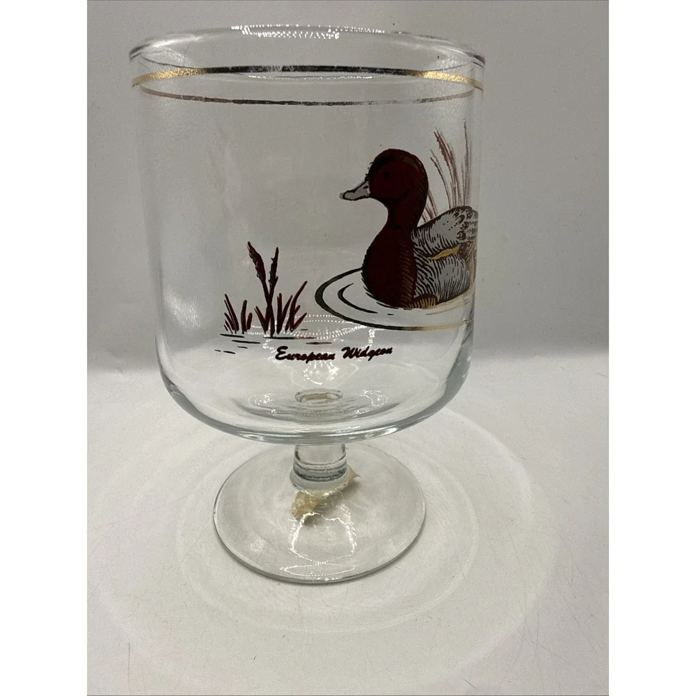 Culver European Widgon Duck  Collection Glass Gold Accents Large Brandy Snifter